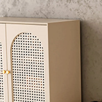 Meuble d'appoint moderne en bois massif beige avec 2 tiroirs