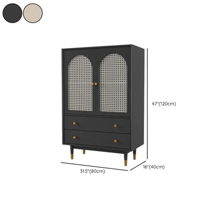 Meuble d'appoint moderne en bois massif beige avec 2 tiroirs