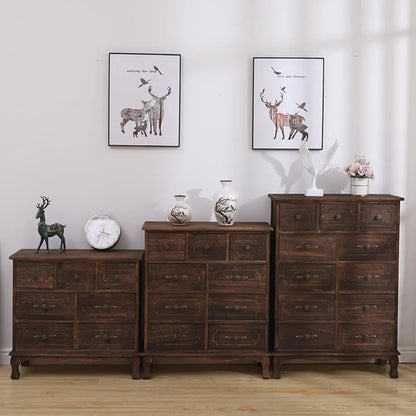 Meuble rustique marron à plusieurs tiroirs en bois pour salon