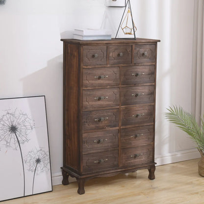 Meuble rustique marron à plusieurs tiroirs en bois pour salon