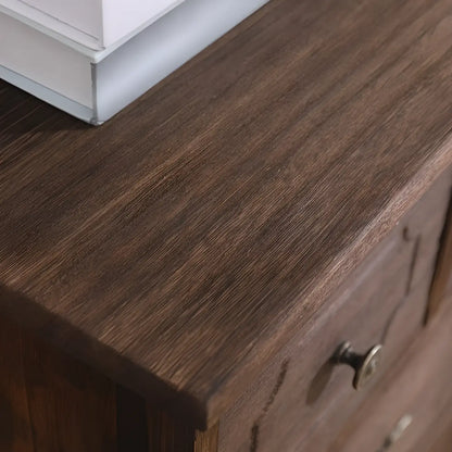 Meuble rustique marron à plusieurs tiroirs en bois pour salon