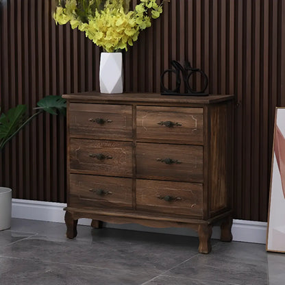Meuble rustique marron à plusieurs tiroirs en bois pour salon