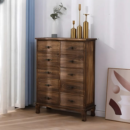 Meuble rustique marron à plusieurs tiroirs en bois pour salon