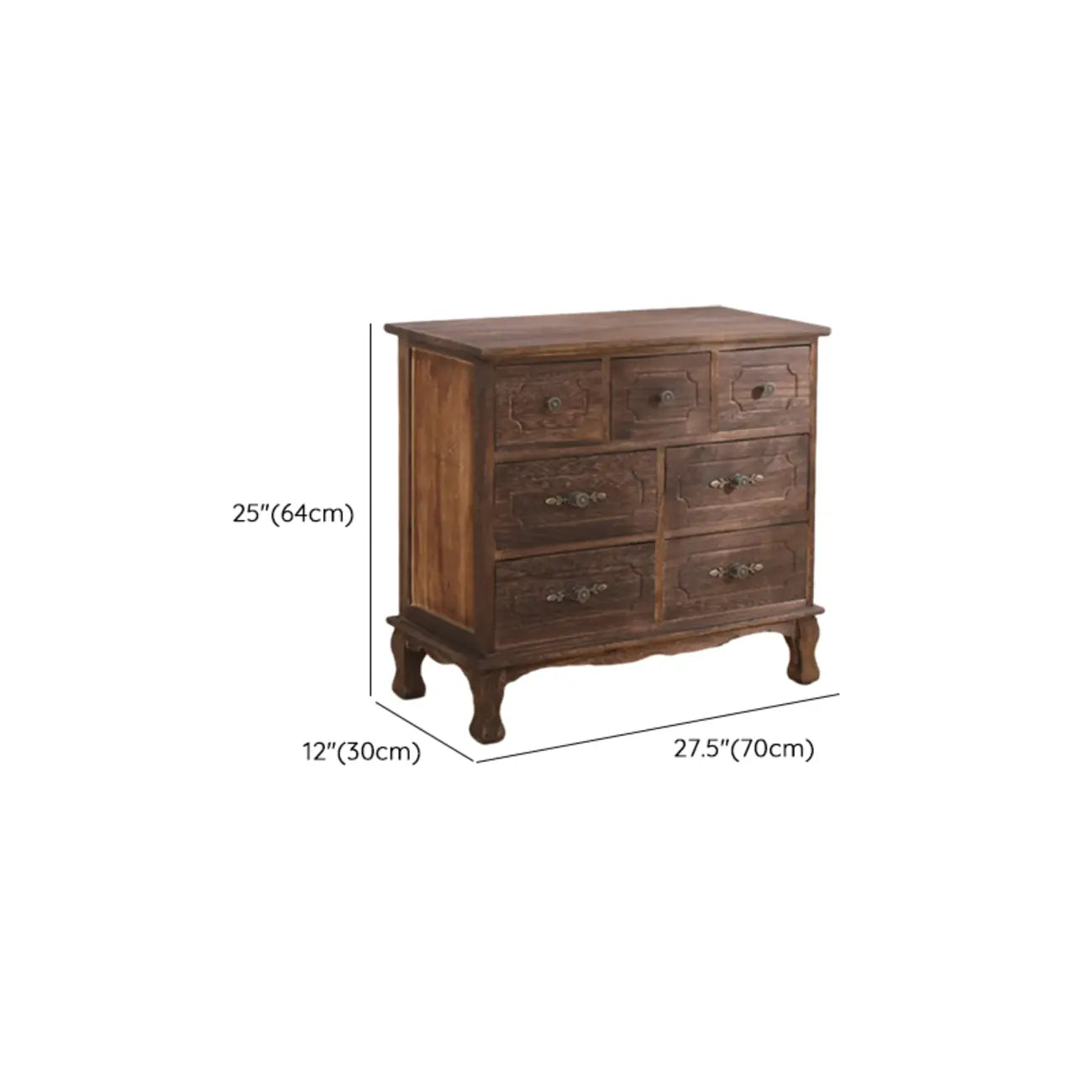 Meuble rustique marron à plusieurs tiroirs en bois pour salon