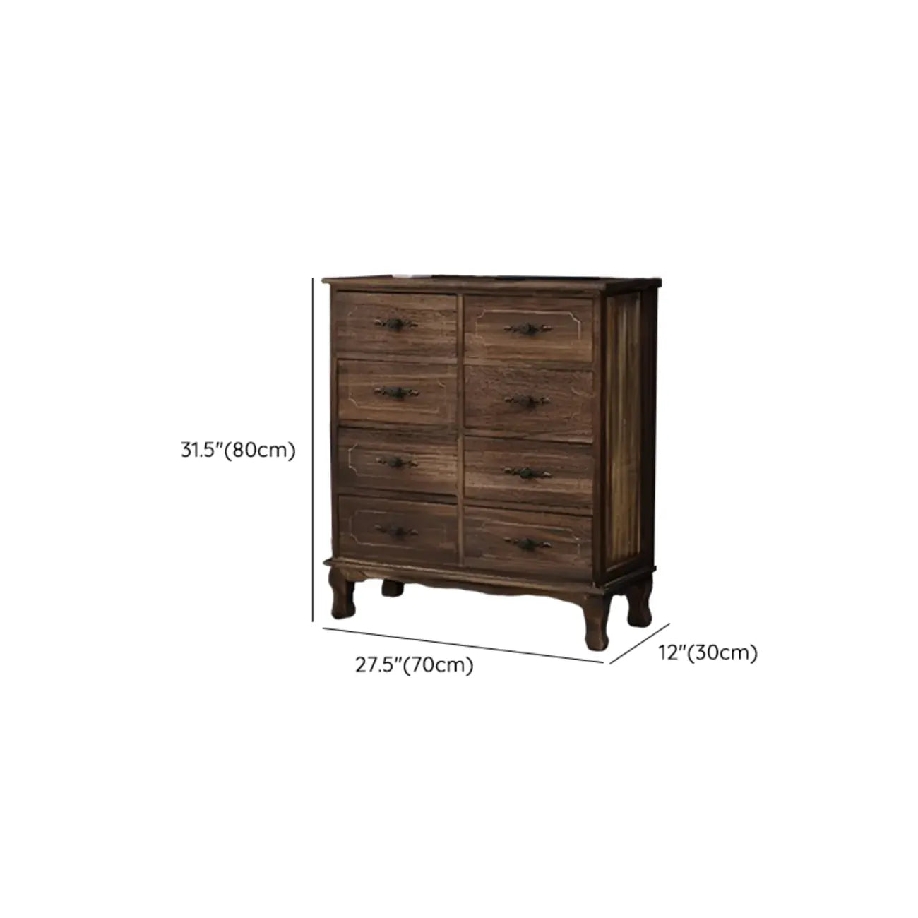 Meuble rustique marron à plusieurs tiroirs en bois pour salon