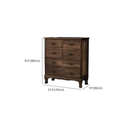 Meuble rustique marron à plusieurs tiroirs en bois pour salon
