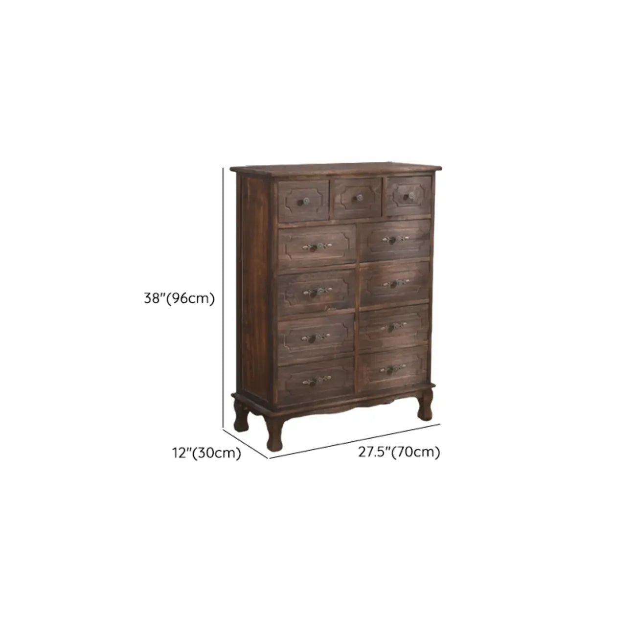 Meuble rustique marron à plusieurs tiroirs en bois pour salon