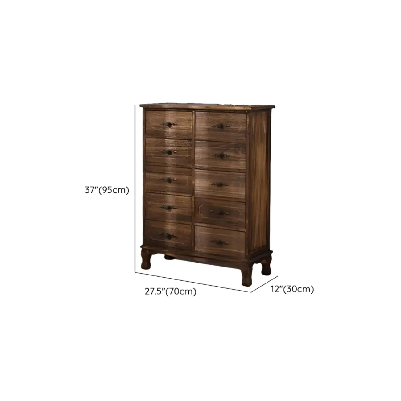 Meuble rustique marron à plusieurs tiroirs en bois pour salon