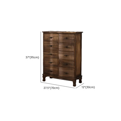 Meuble rustique marron à plusieurs tiroirs en bois pour salon