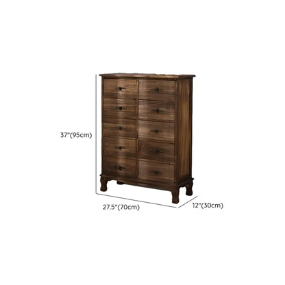 Meuble rustique marron à plusieurs tiroirs en bois pour salon