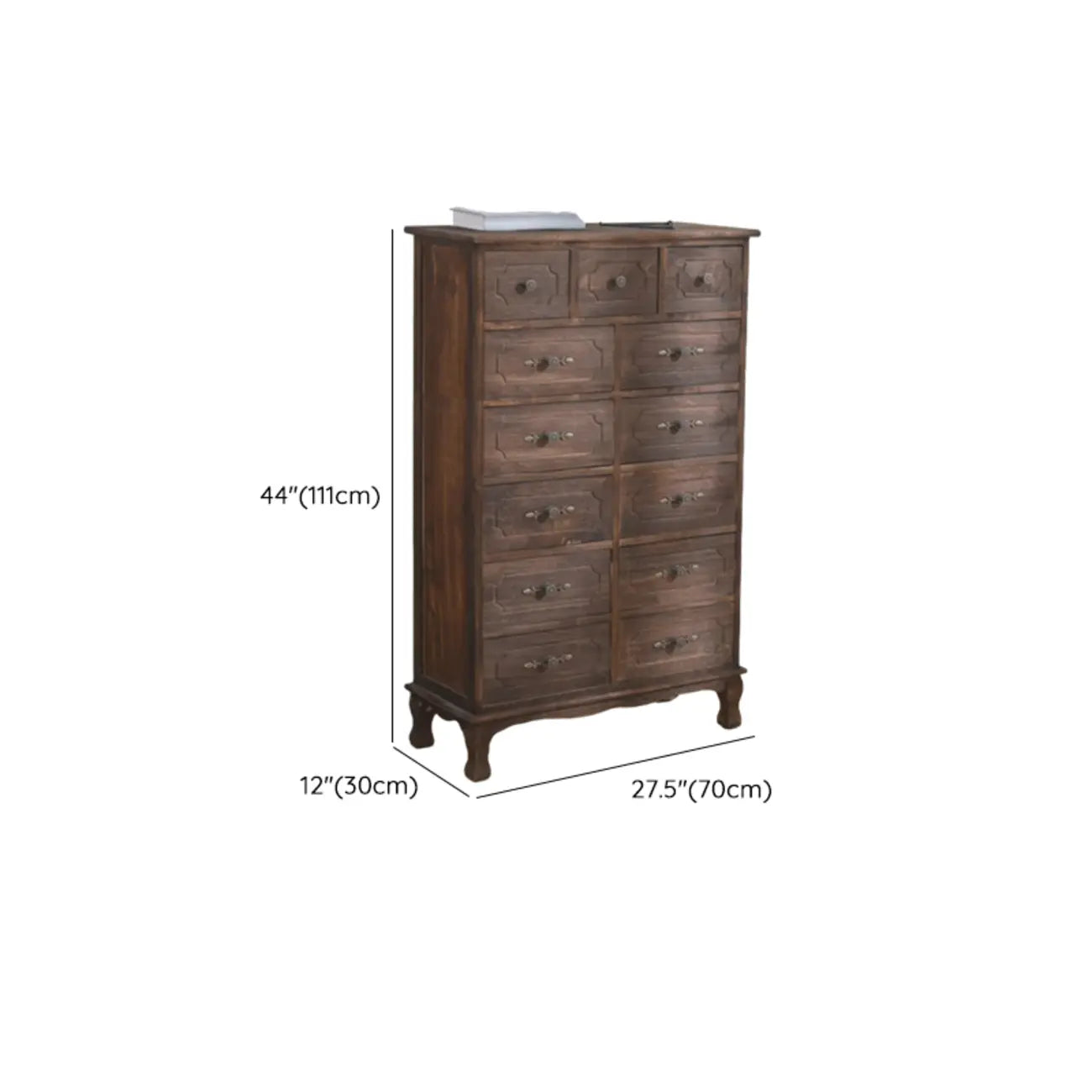 Meuble rustique marron à plusieurs tiroirs en bois pour salon