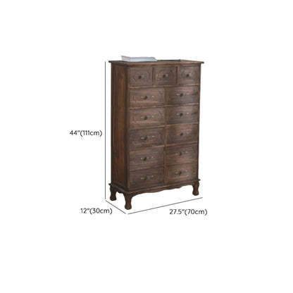 Meuble rustique marron à plusieurs tiroirs en bois pour salon