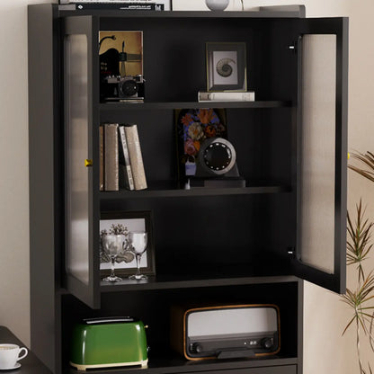 Armoire de rangement moderne noire avec étagère extérieure et tiroirs