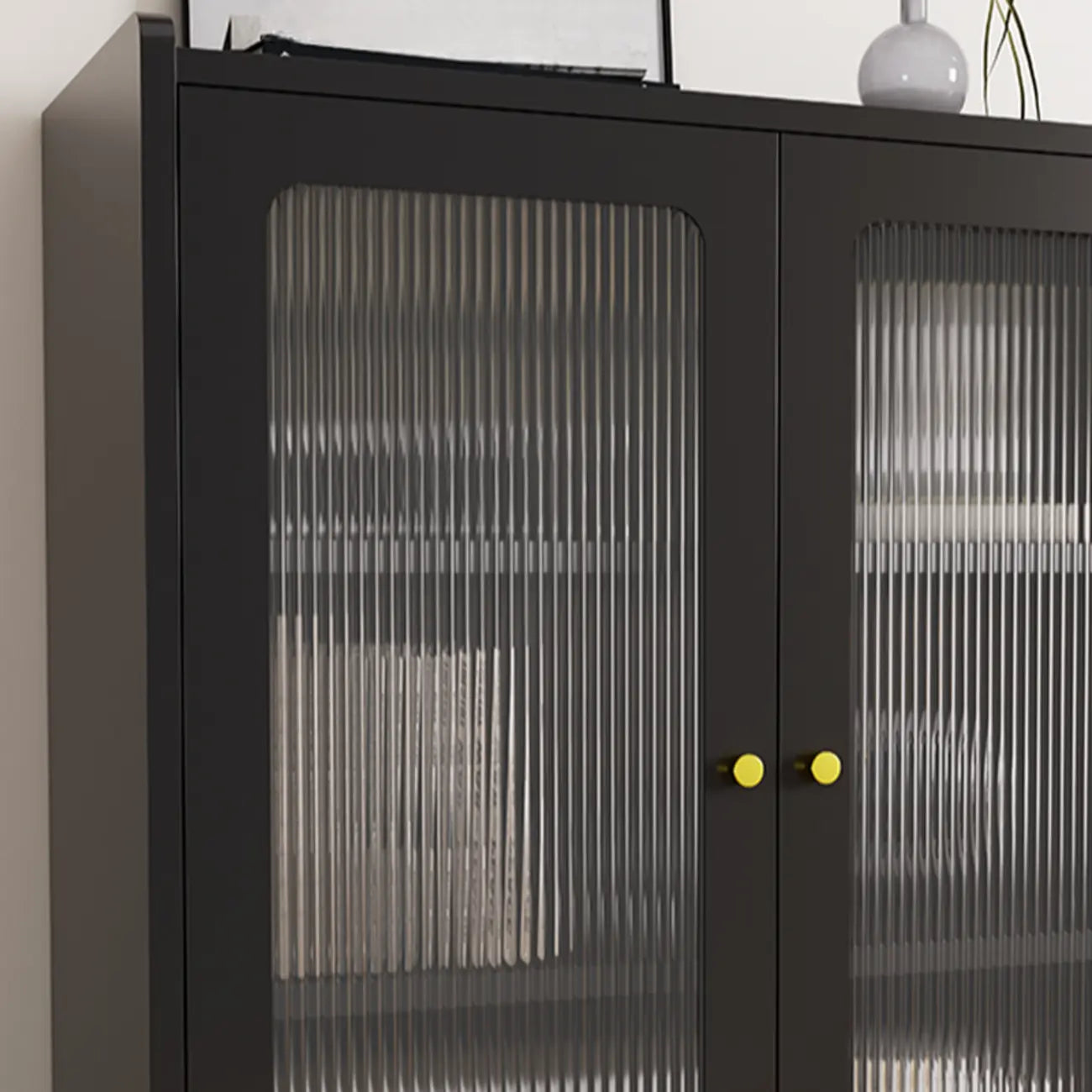 Armoire de rangement moderne noire avec étagère extérieure et tiroirs