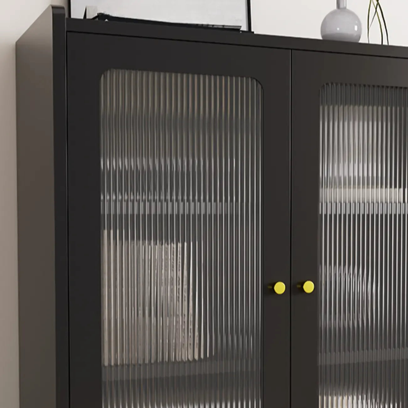 Armoire de rangement moderne noire avec étagère extérieure et tiroirs