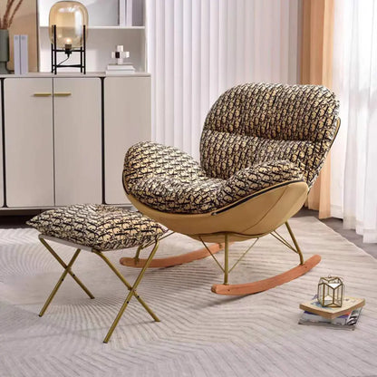 Fauteuil à bascule ergonomique moderne à oreilles avec revêtement rembourré