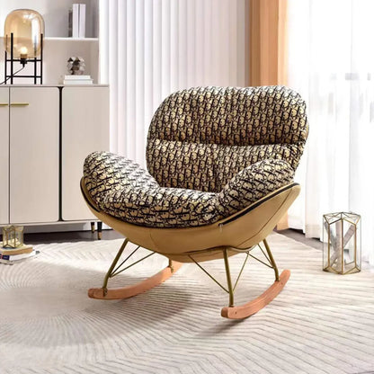 Fauteuil à bascule ergonomique moderne à oreilles avec revêtement rembourré