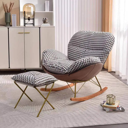 Fauteuil à bascule ergonomique moderne à oreilles avec revêtement rembourré