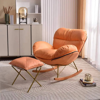 Fauteuil à bascule ergonomique moderne à oreilles avec revêtement rembourré