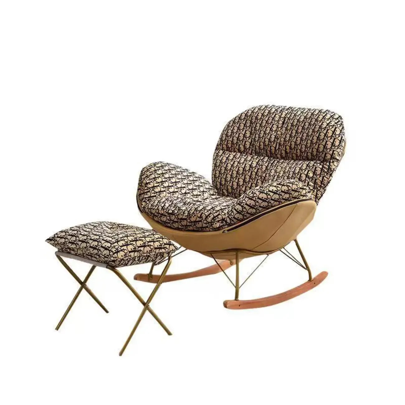 Fauteuil à bascule ergonomique moderne à oreilles avec revêtement rembourré