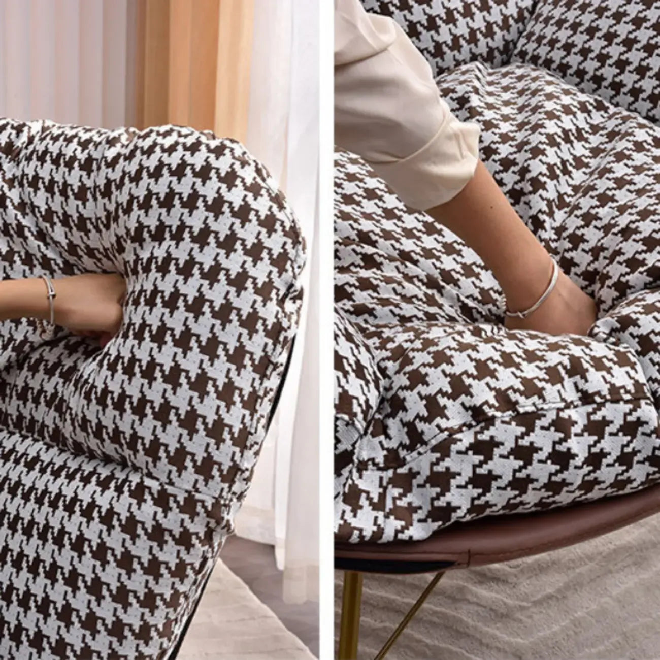 Fauteuil à bascule ergonomique moderne à oreilles avec revêtement rembourré