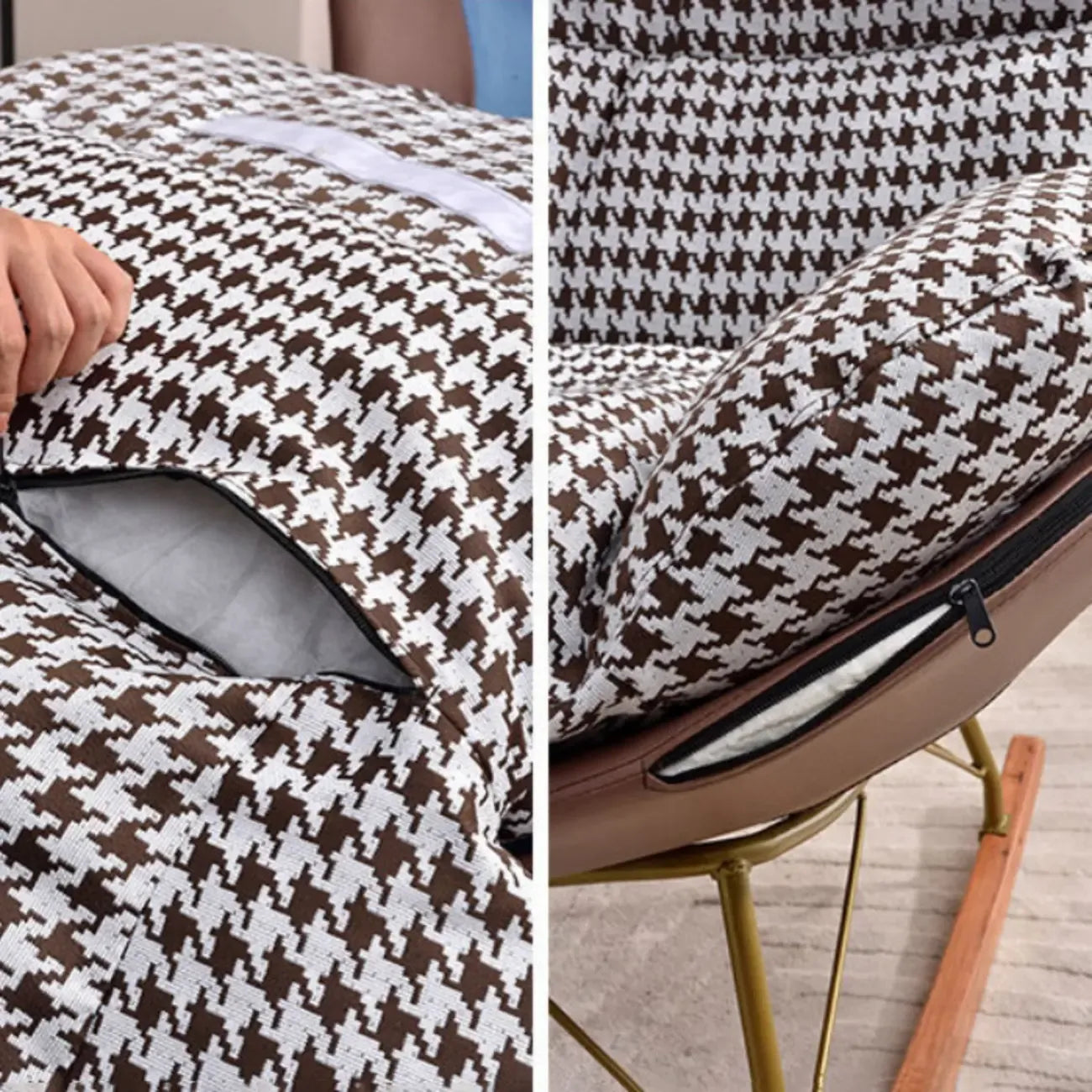 Fauteuil à bascule ergonomique moderne à oreilles avec revêtement rembourré