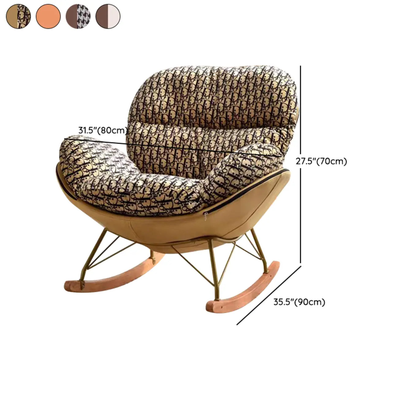 Fauteuil à bascule ergonomique moderne à oreilles avec revêtement rembourré