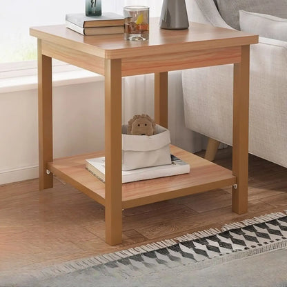 Table d'appoint minimaliste en bois noir avec rangement pour salon