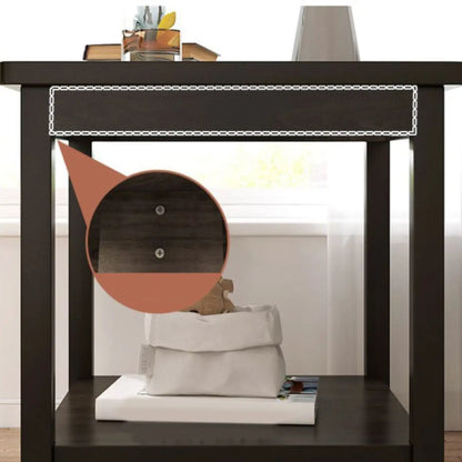 Table d'appoint minimaliste en bois noir avec rangement pour salon