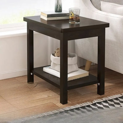 Table d'appoint minimaliste en bois noir avec rangement pour salon
