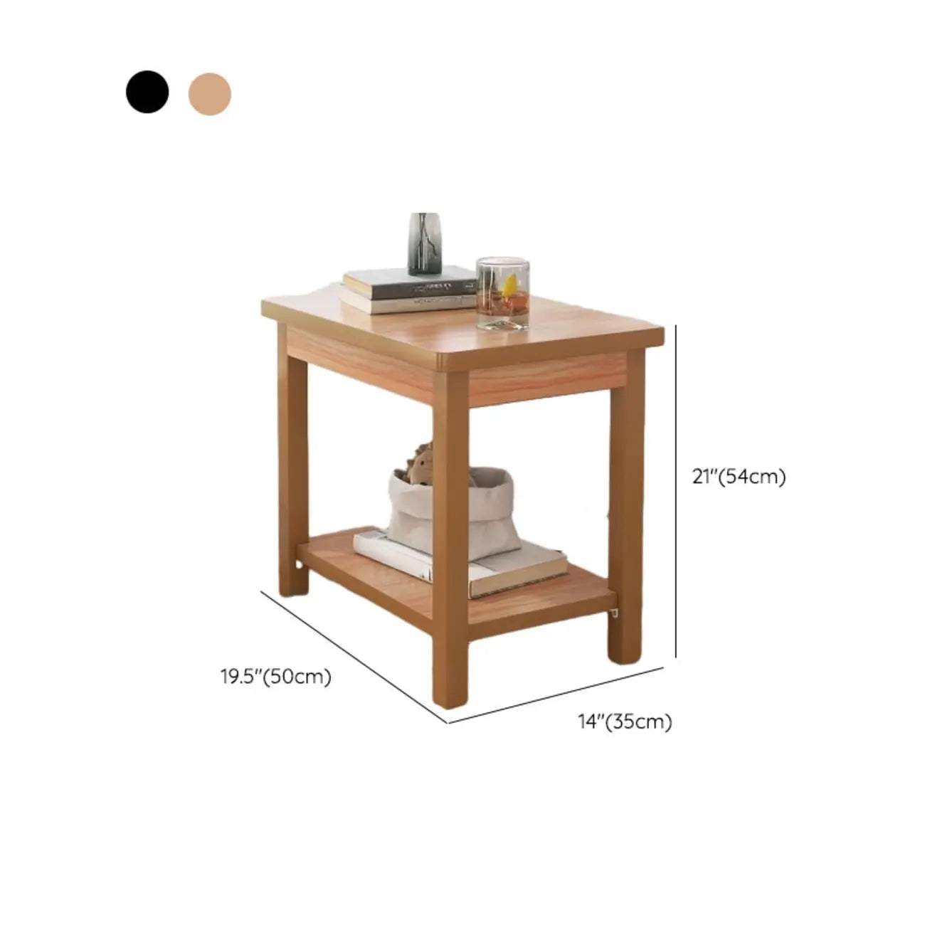 Table d'appoint minimaliste en bois noir avec rangement pour salon