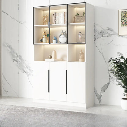Vitrine nordique en bois blanc avec étagères ouvertes