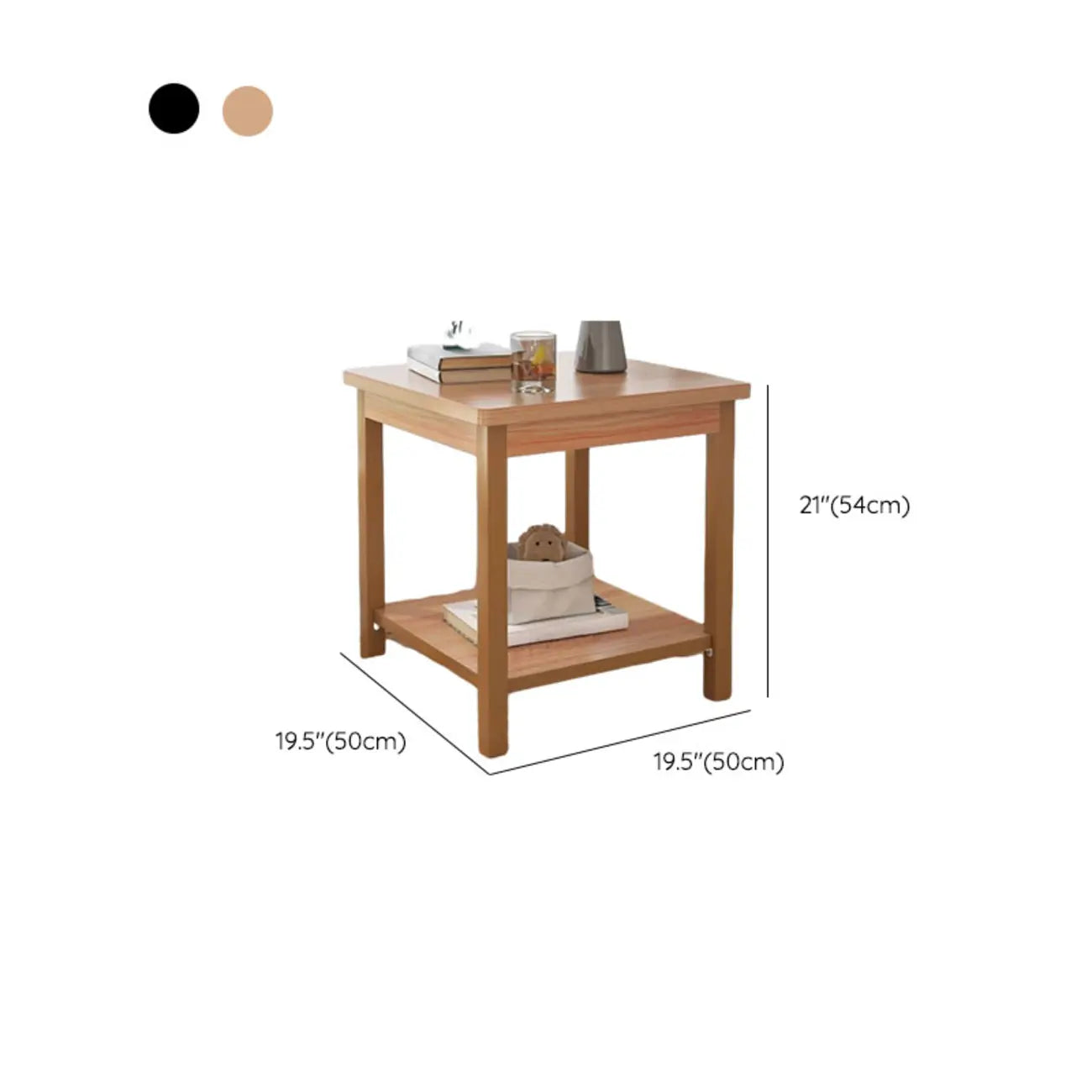 Table d'appoint minimaliste en bois noir avec rangement pour salon
