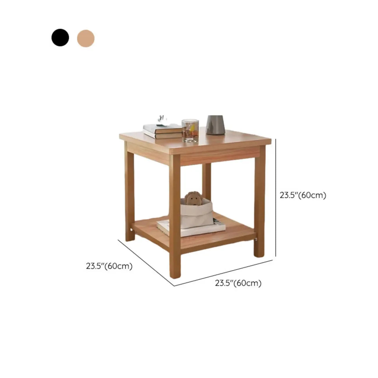 Table d'appoint minimaliste en bois noir avec rangement pour salon