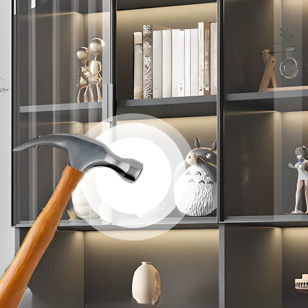 Vitrine nordique en bois blanc avec étagères ouvertes