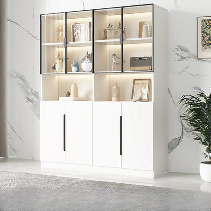 Vitrine nordique en bois blanc avec étagères ouvertes