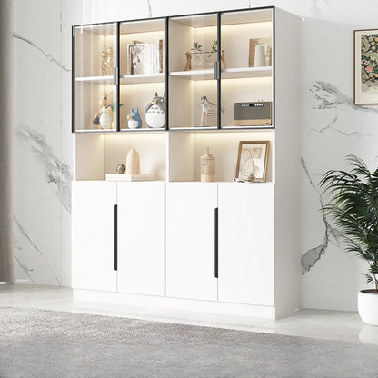 Vitrine nordique en bois blanc avec étagères ouvertes