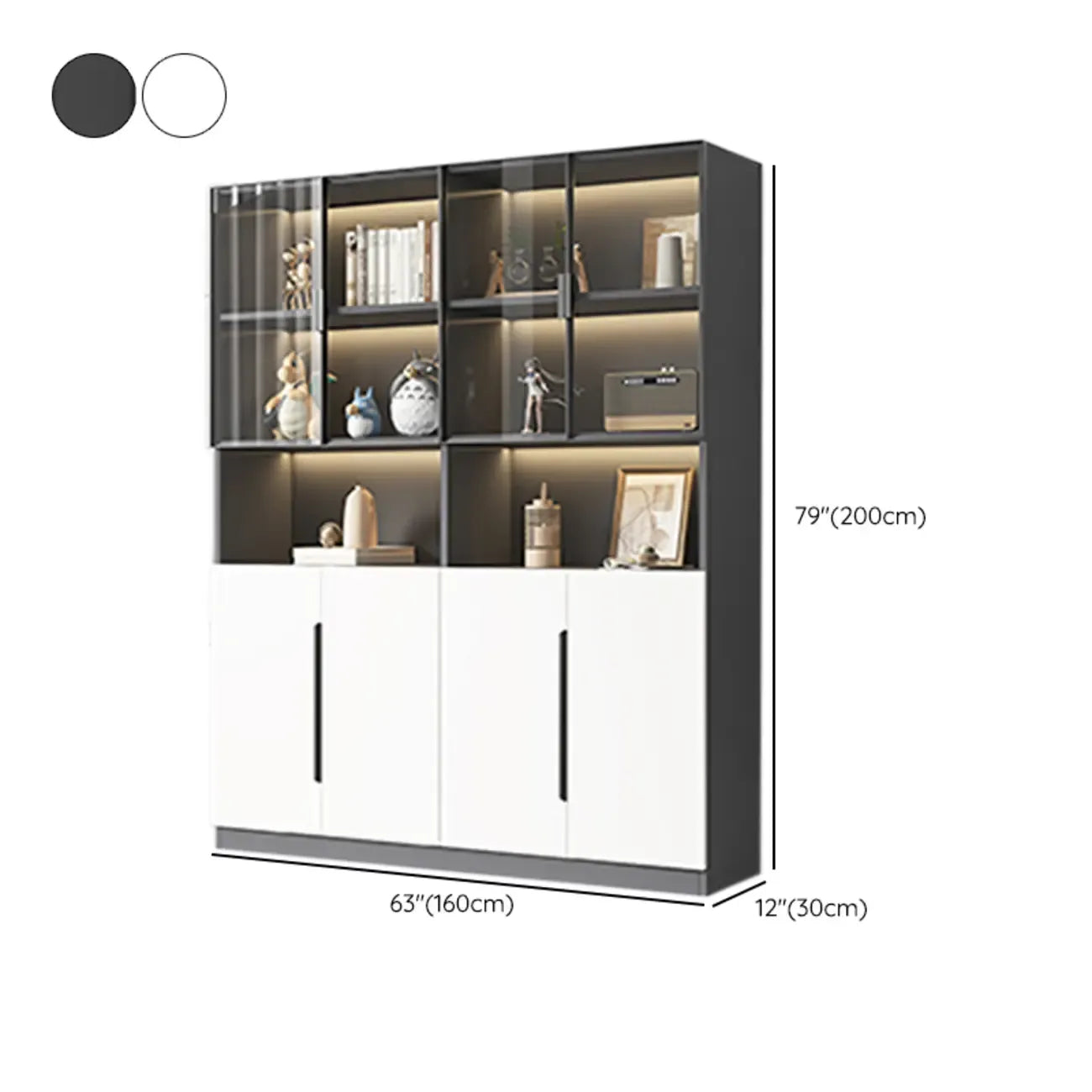 Vitrine nordique en bois blanc avec étagères ouvertes