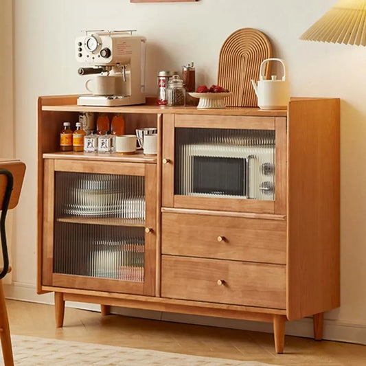 vaisselier de cuisine réglable en bois de cerisier avec plancher,