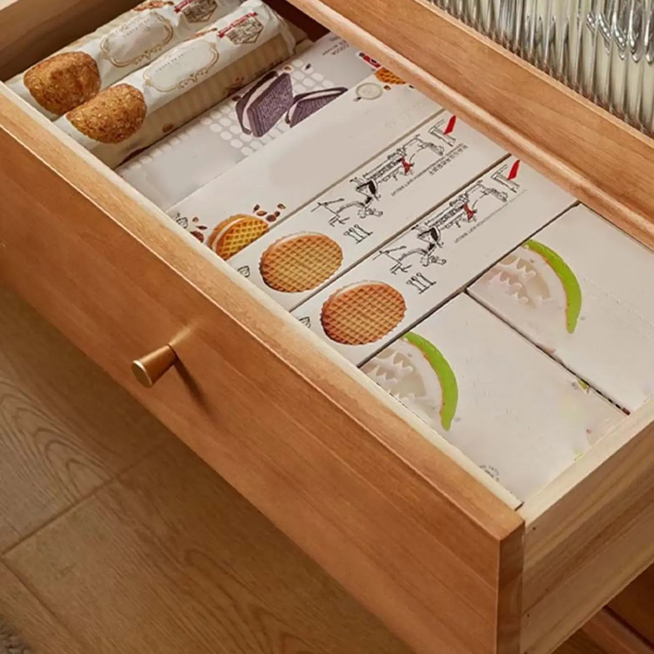 vaisselier de cuisine réglable en bois de cerisier avec plancher,