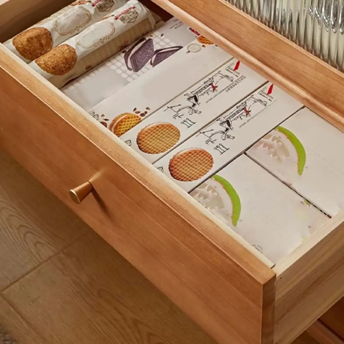 vaisselier de cuisine réglable en bois de cerisier avec plancher,