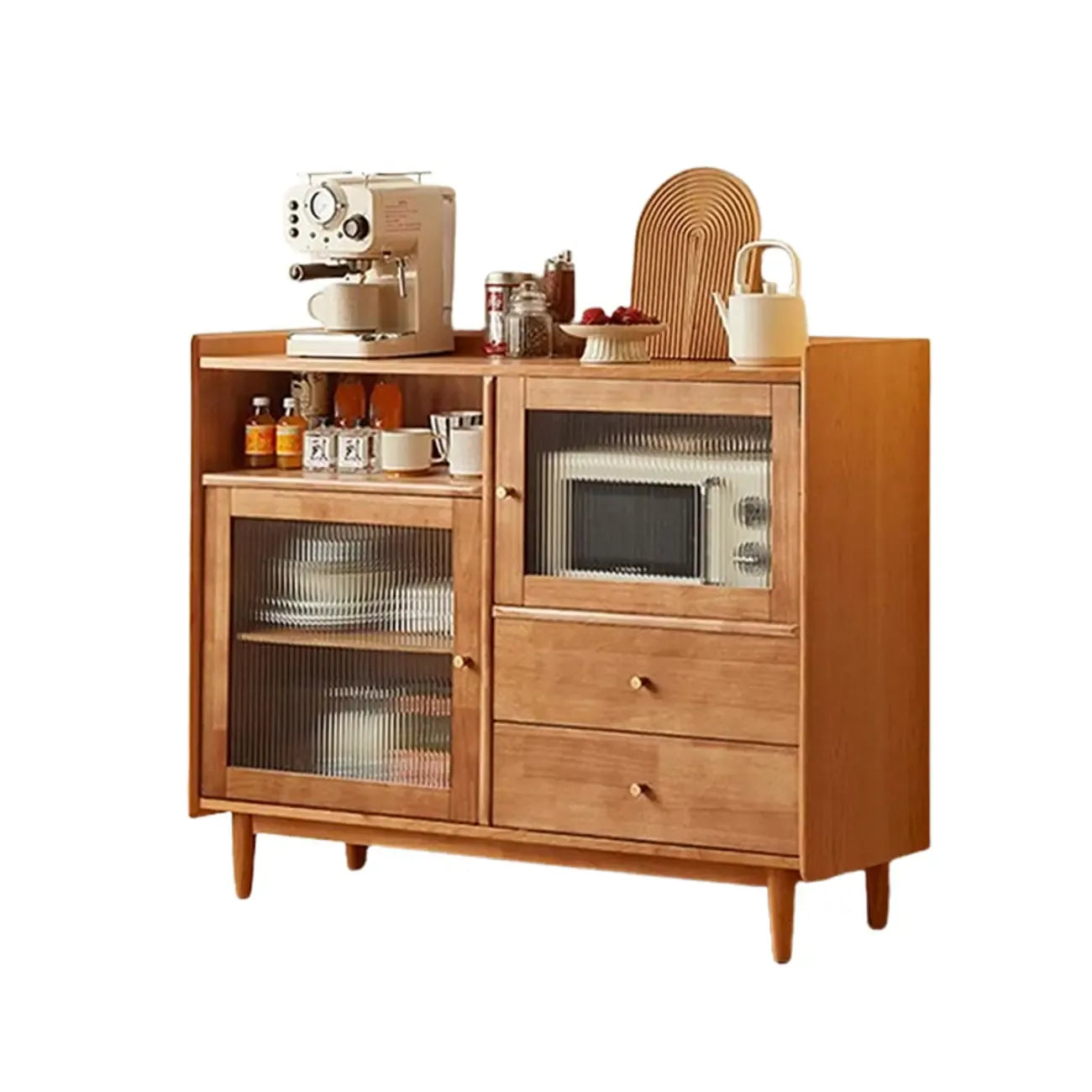 vaisselier de cuisine réglable en bois de cerisier avec plancher,