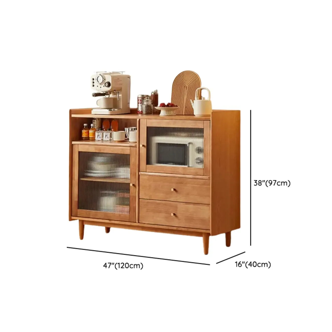 vaisselier de cuisine réglable en bois de cerisier avec plancher,
