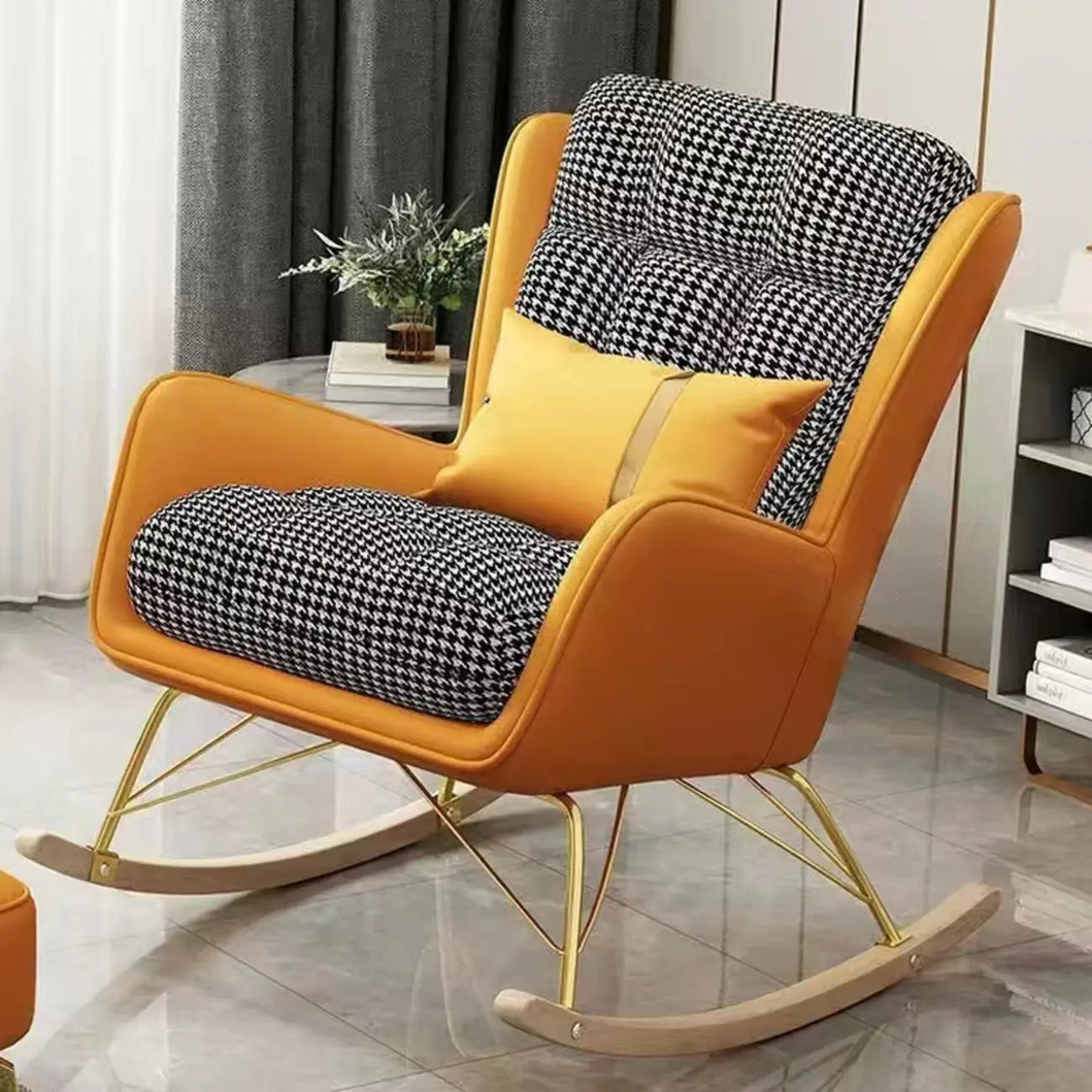 Fauteuil à bascule moderne rembourré avec repose-pieds en option
