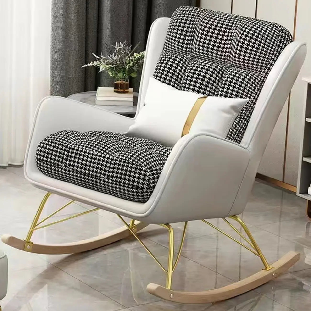 Fauteuil à bascule moderne rembourré avec repose-pieds en option