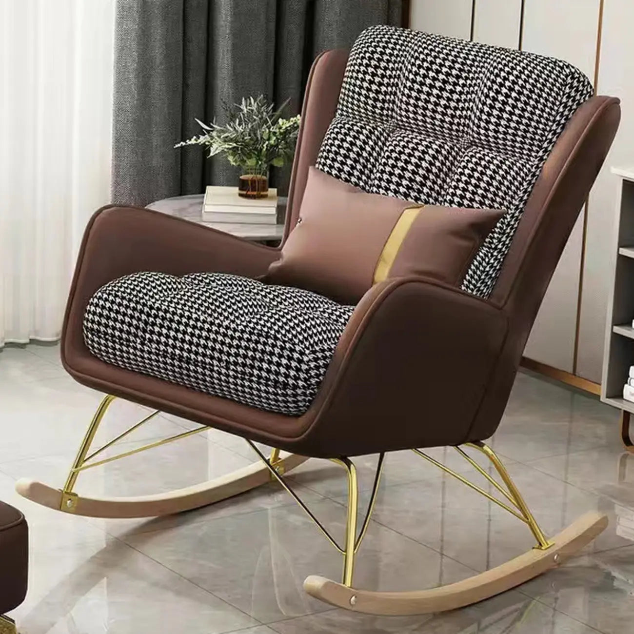 Fauteuil à bascule moderne rembourré avec repose-pieds en option