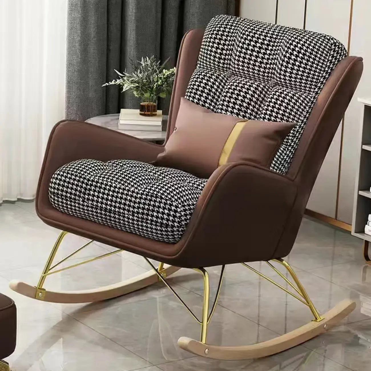 Fauteuil à bascule moderne rembourré avec repose-pieds en option