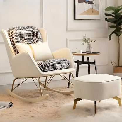 Fauteuil à bascule moderne rembourré avec repose-pieds en option