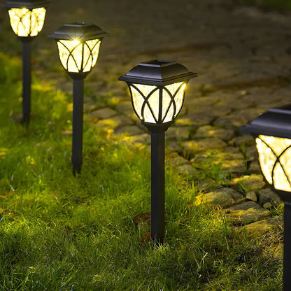 Borne lumineuse solaire LED artistique d'extérieur pour allée de jardin