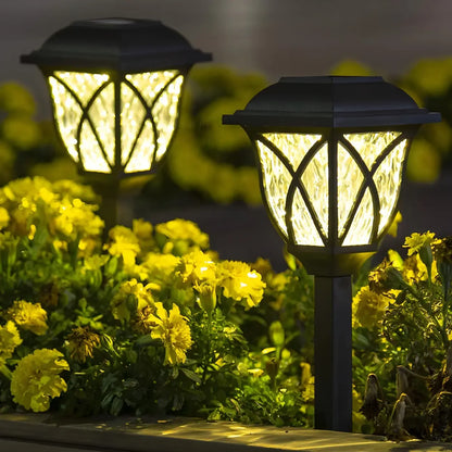 Borne lumineuse solaire LED artistique d'extérieur pour allée de jardin